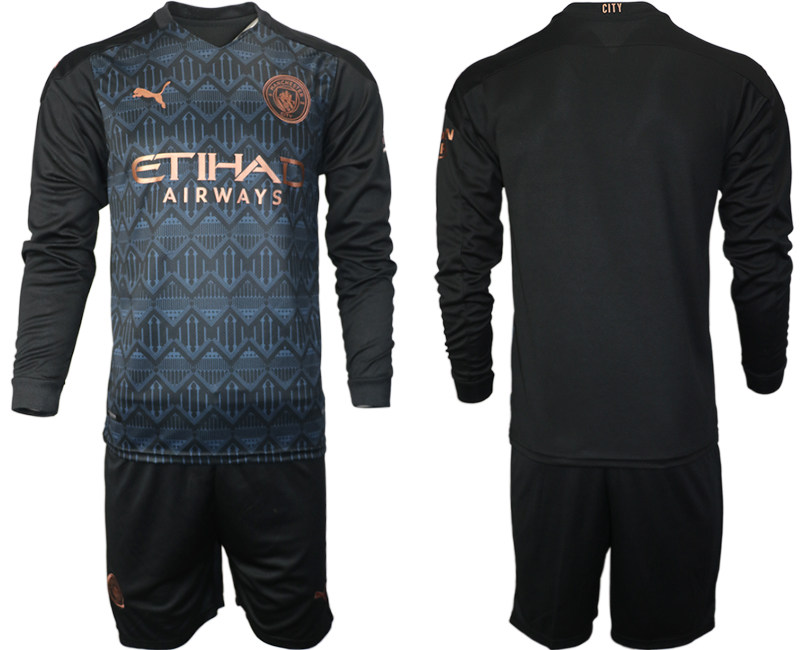 Men 2021 Manchester city home long sleeve soccer jerseys->barcelona jersey->Soccer Club Jersey